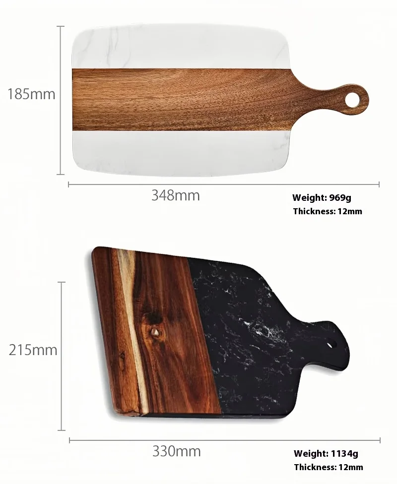 product creative chopping block dual sided wood  marble splicing cutting board for steak fruit cheese bread serving tray-35