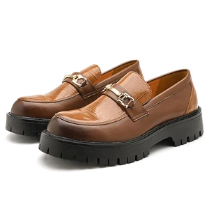 British Men's Business Casual Leather Loafers Round Head Luxury Office Party Shoes Comfortable Insole Slip-On Dress Shoes