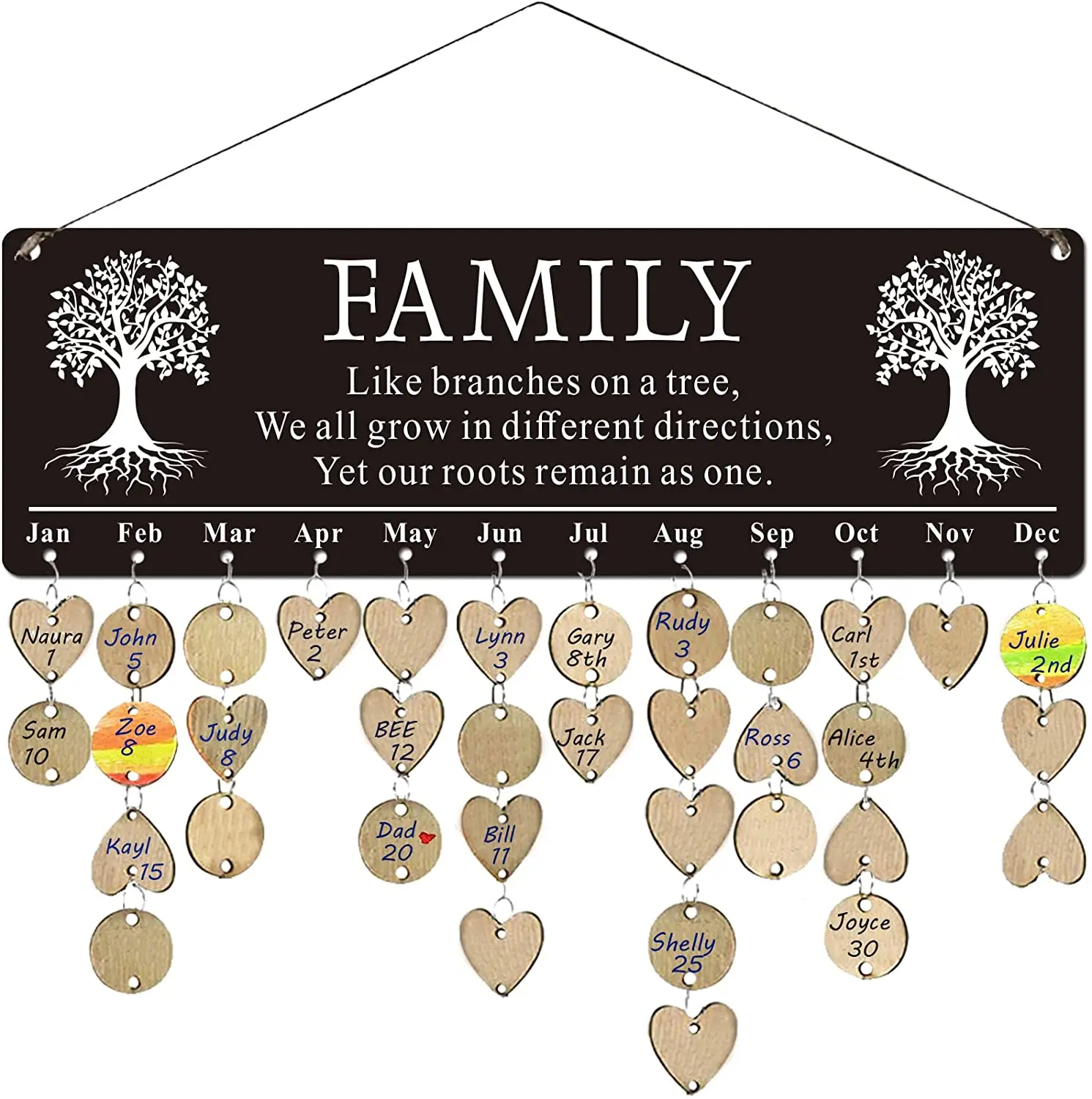 Gifts for Mom Mothers Day Gift From Daughter - Family Wooden Birthday  Reminder Calendar Board, Birthday Tracker Plaques Wall Hanging, Best Gift  Ideas for Birthday, Anniversary 