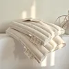 Cotton, linen, feather and velvet 2-in-1 neck support pillow