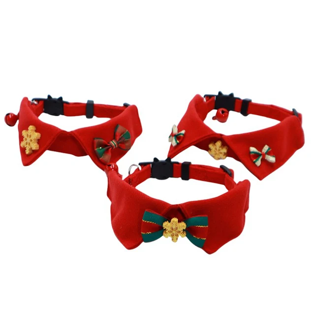 Best Seller by for Amazon Red Polyester Cat Collar with Ribbon Decoration Christmas Drip Towel Neck Collar Bib