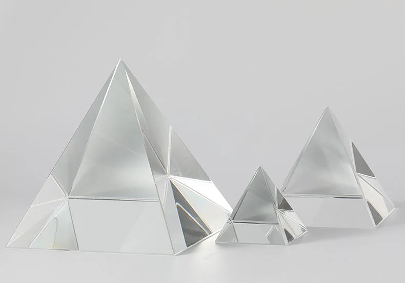 Wholesale Blank K9 Crystal Pyramid Prism Optical Glass Prisms Paperweight  For Decoration factory