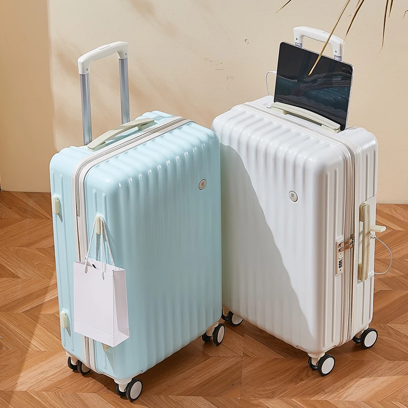 Wholesale Multifunctional Luggage Zipper Suitcase Travel Bags Luggage With  Usb Charger and Cup Holder Hand Luggage