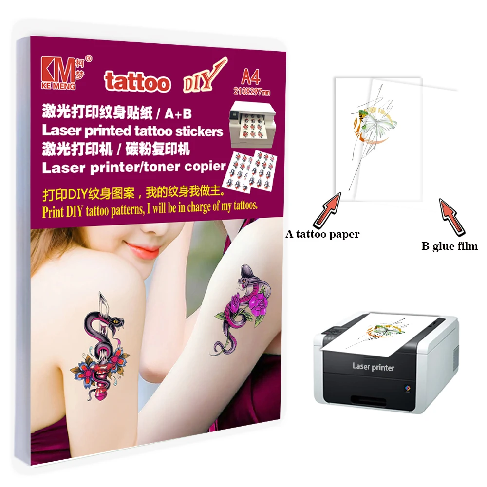 Waterproof Custom Temporary Tattoos White Water Transfer Paper PET Film for  Adult Body Arm Shoulder Full Arm Stickers, image size:1000x1000