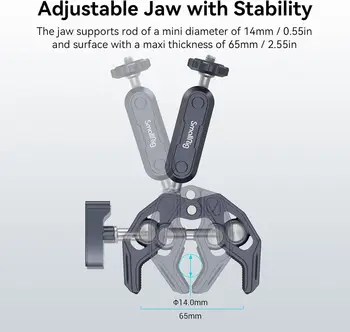 Smallrig Aluminum Camera Clamp Mount Adapter with 1/4"-20 & 3/8"-16 Threads Portable Flexible for Monitor Mount detail image