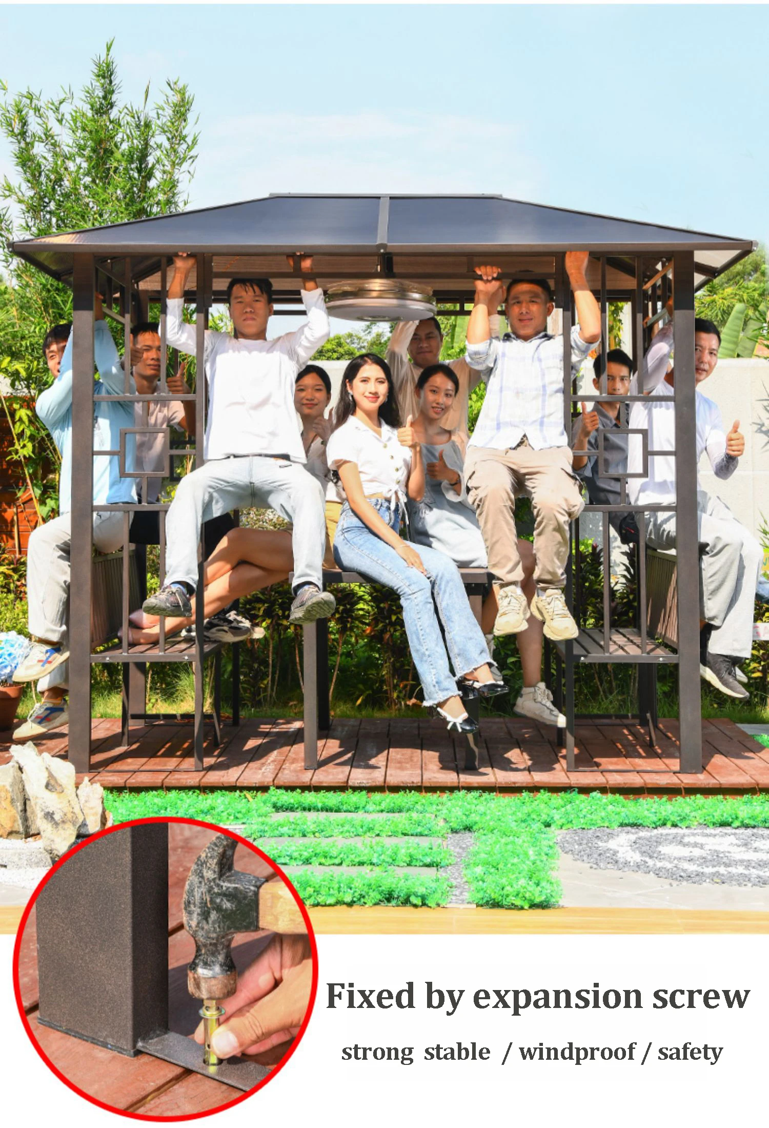 All Season Gazebo Modernos Para Exterior Polycarbonate Roof Pc Top 2*2