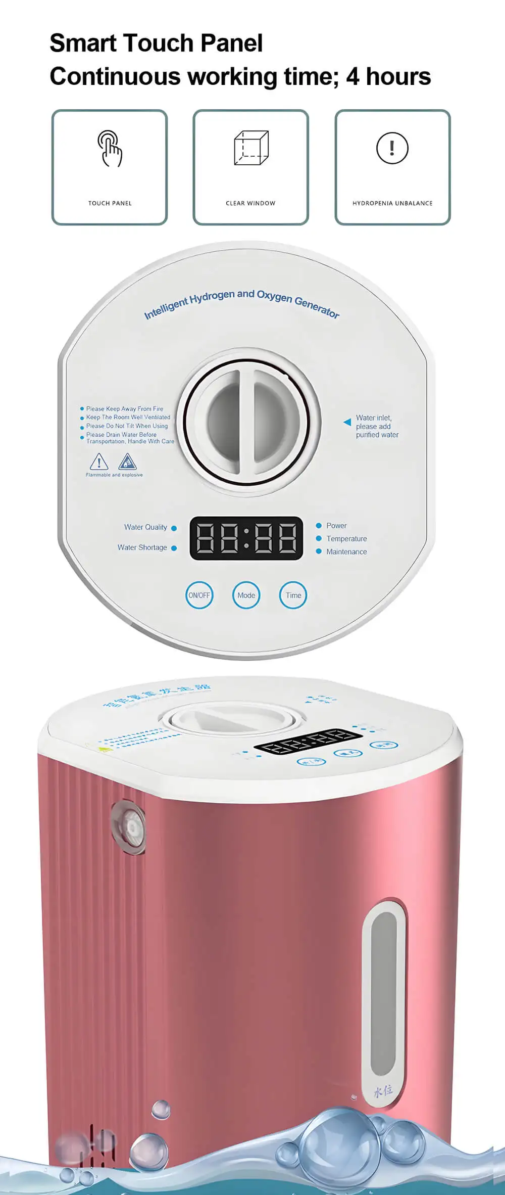 Portable Hydrogen Inhaler with 99.9% Pure Hydrogen 150ml/min Output and 75ml/min Oxygen for Therapy