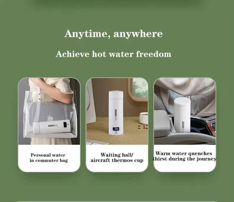 Intelligent Heating Electric Water Cup with Integrated Insulation Cup, Portable Travel Office Mini Small Stainless Steel Kettle