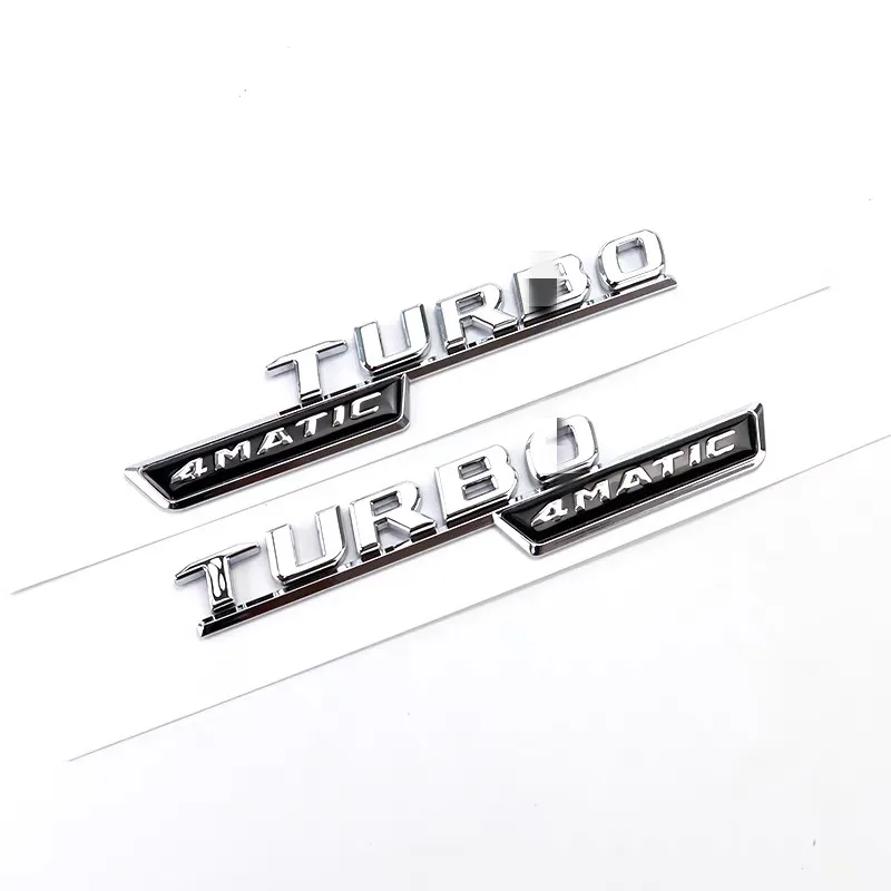 Turboamg 4matic+ Letters Fender Emblem Badges Sticker 3d Chrome Abs