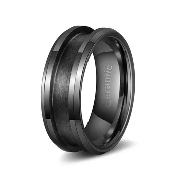 POYA 6mm 8mm Blank Beveled Edge Black White Ceramic Ring Core for DIY Inlay Wedding Rings