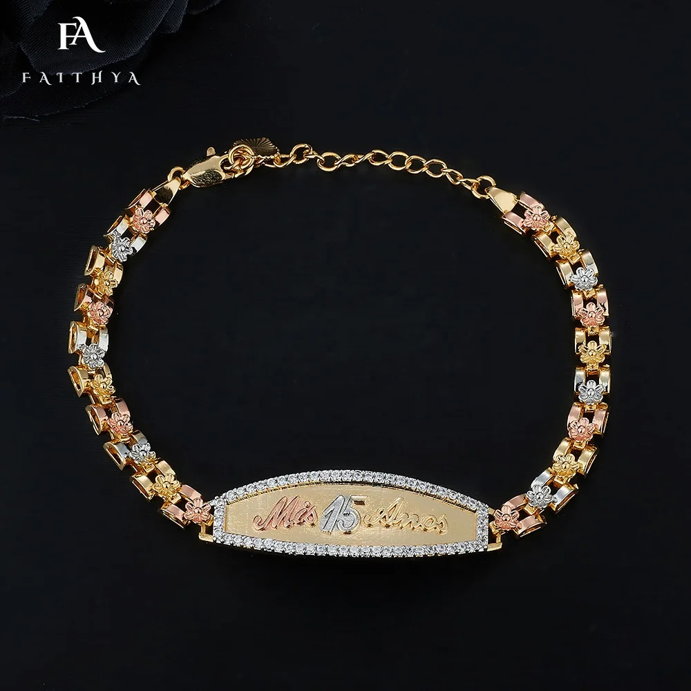 Faithya Professional 15th Anniversary Gift - Tricolor Gold Bracelet