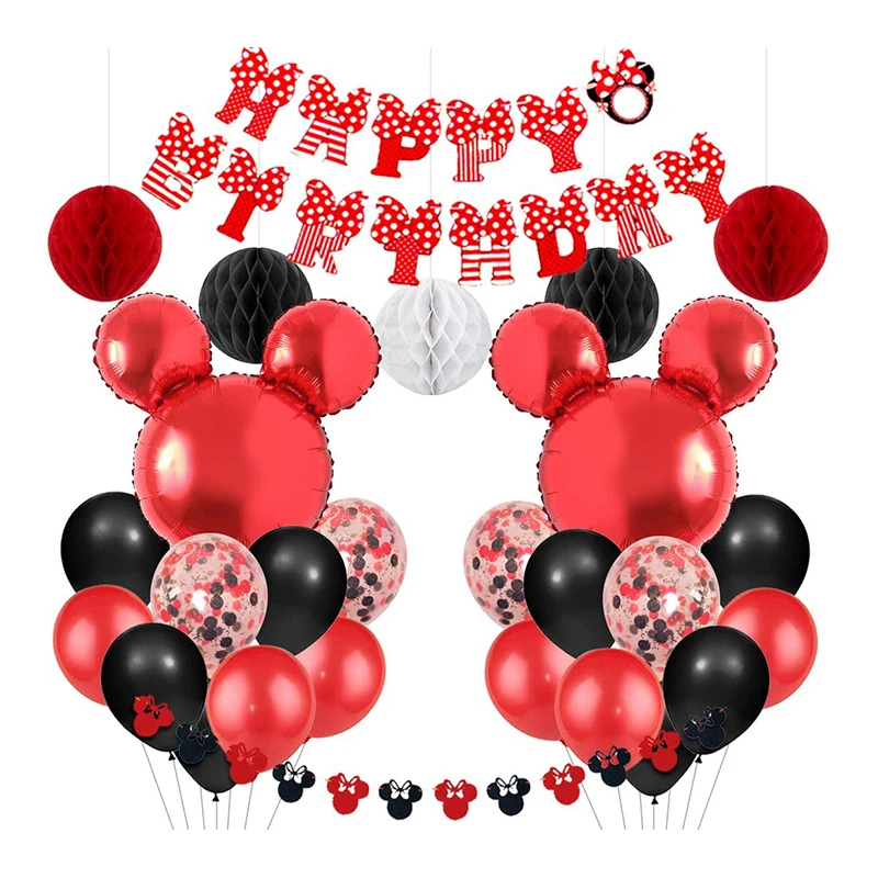 Ballons rouge et noir Mickey Mouse