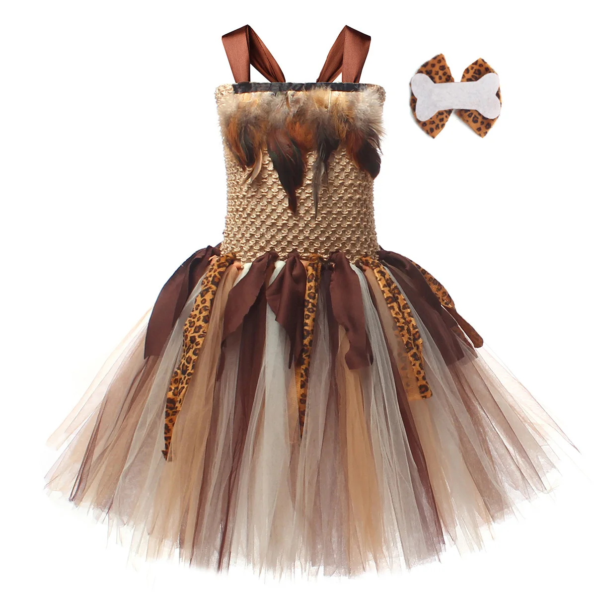 Cave Girl Halloween Cosplay Costume Wild Man Indigenous Primitive Person Children's Jungle Princess Dress Cave Girl Halloween Cosplay Costume Wild Man Indigenous Primitive Person Children's Jungle Princess Dress