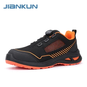 JIANKUN Unisex Sports Fashion Style Suede Cow Leather Safety Shoes Supper Non-Slip Plug-in Outsole Anti-Smash/Puncture Steel Toe