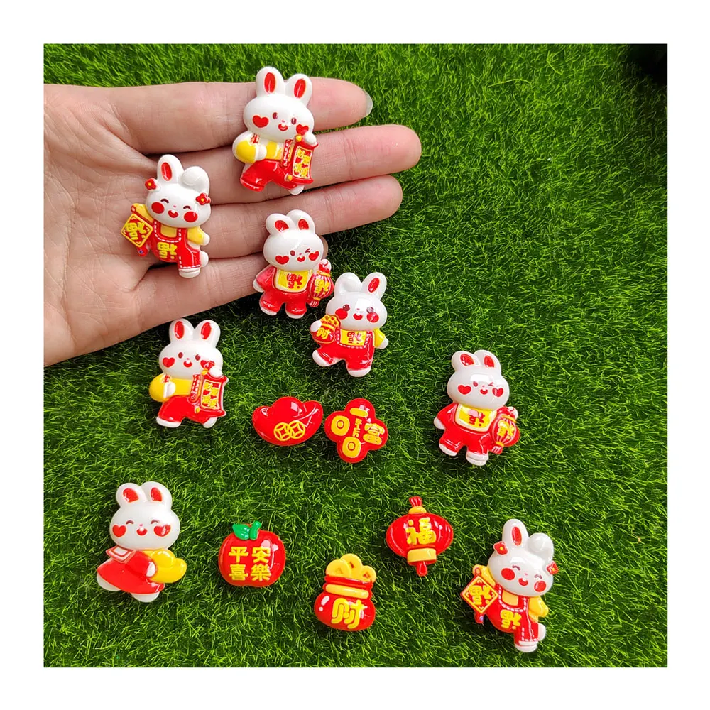 Resin Rabbit Charm Chinese Zodiac Rabbit Figurines For 2023 New Year