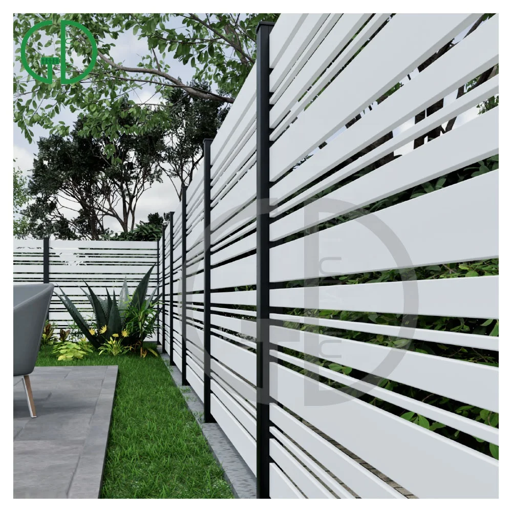 GD Powder Coat Black Privacy Garden Wpc Composite Wood Fence Panel 6x6 6x8 Aluminum Posts for Fence With Slide Slot