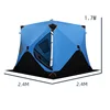 Modèle C, 2,4 m x 2,4 m, bleu, 2,07 m (avec 2 conduits de cheminée)