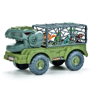High Quality Plastic Free Wheel Excavator Dinosaur Transporter Truck Kids' Engineering Car Toys for Boys