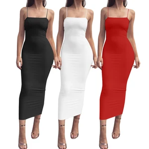 Women With Ribbed Square Neck Dress Autumn Party Club Maxi Bodycon Dress