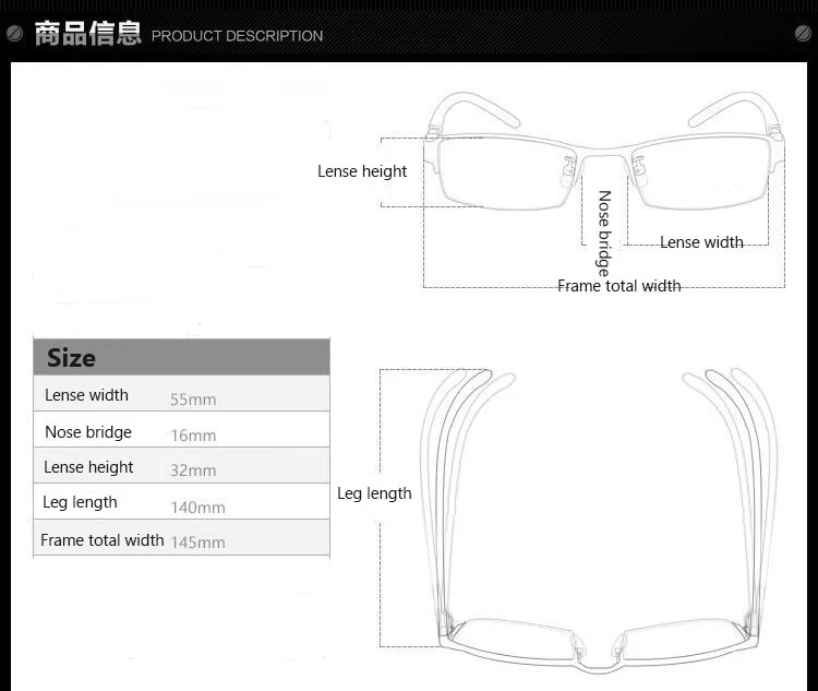 Spectacle Frame Attractive Mens Distinctive Design Brand Comfortable Tr90 Half Frame Square 9461