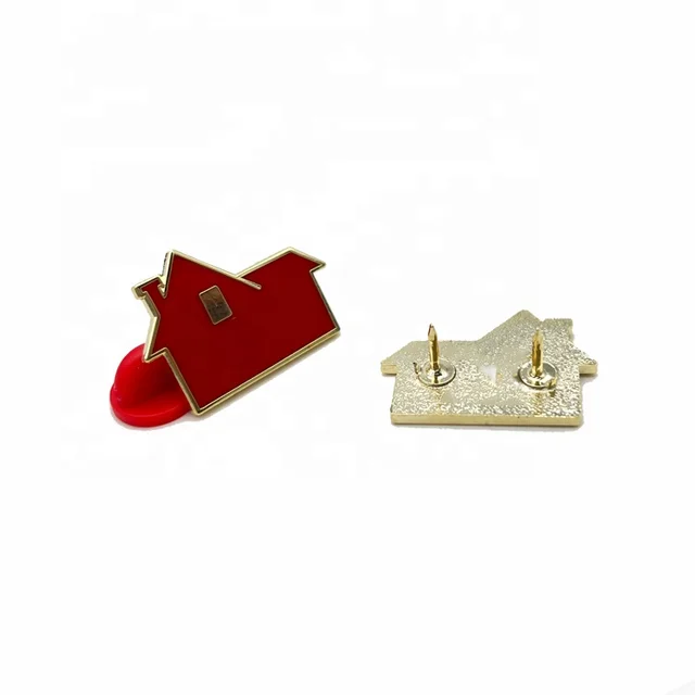 Free Design Metal Pin Badge Manufacture Custom Red House Hard And Soft Label Brooch Enamel Lapel Pins For Hat Clothes