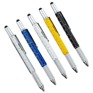 Multifunctional Sports Logo Pen 6-in-1 Metal Ballpoint Pen with Level Gauge Screwdriver Creative Tool in Stock