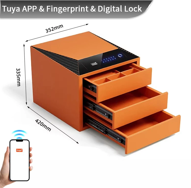 F2-3A CEQSAFE Smart Anti-Theft Smart Touch Screen Wardrobe Leather Jewelry Organizers Box Electronic Password Safe Box