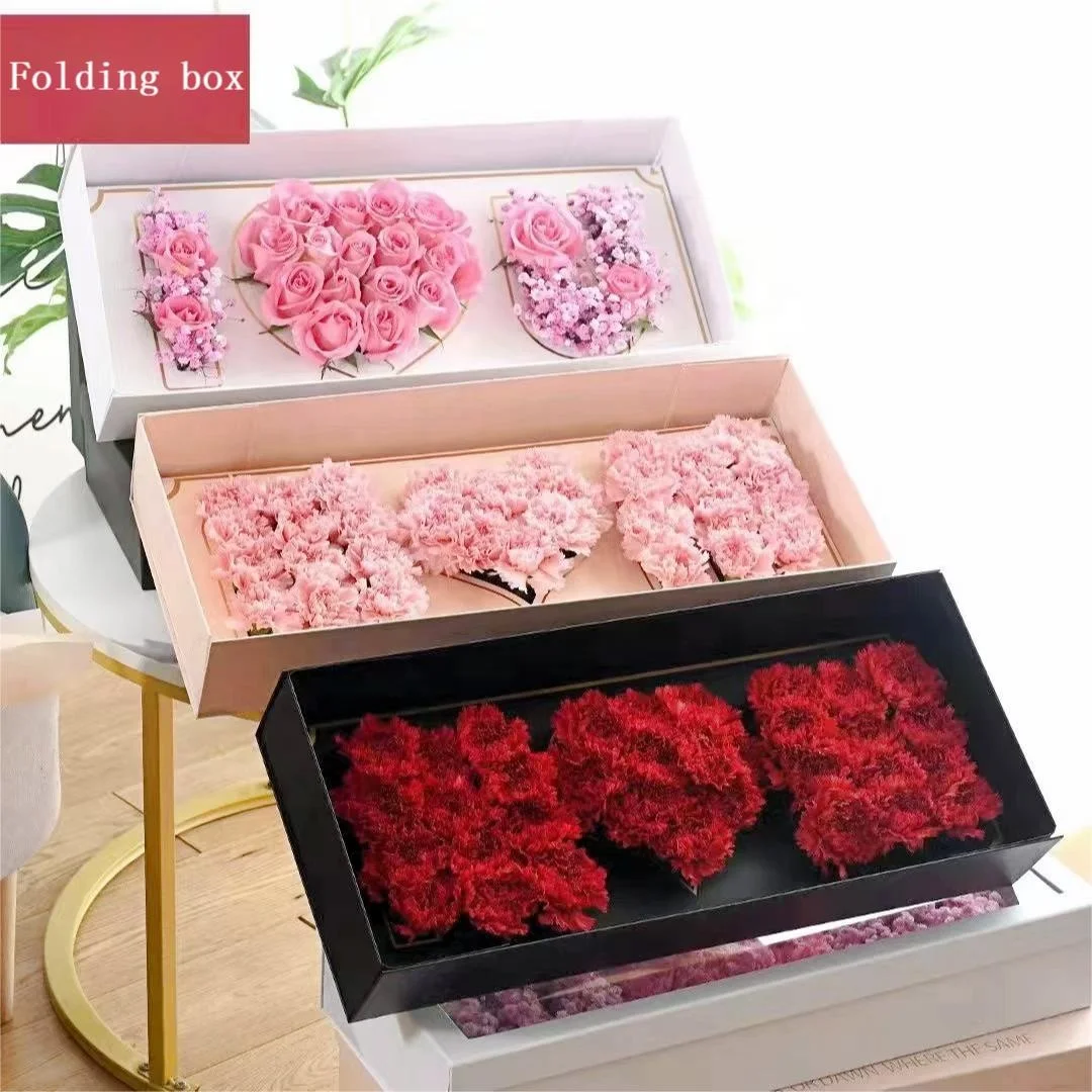 Folding Pink Window I Love You Flower Box With Liners and Foams