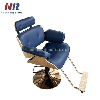 Luxury High Quality Hair Salon Equipment and Furniture  Height Adjustable Gold base styling chairs metal barber chair