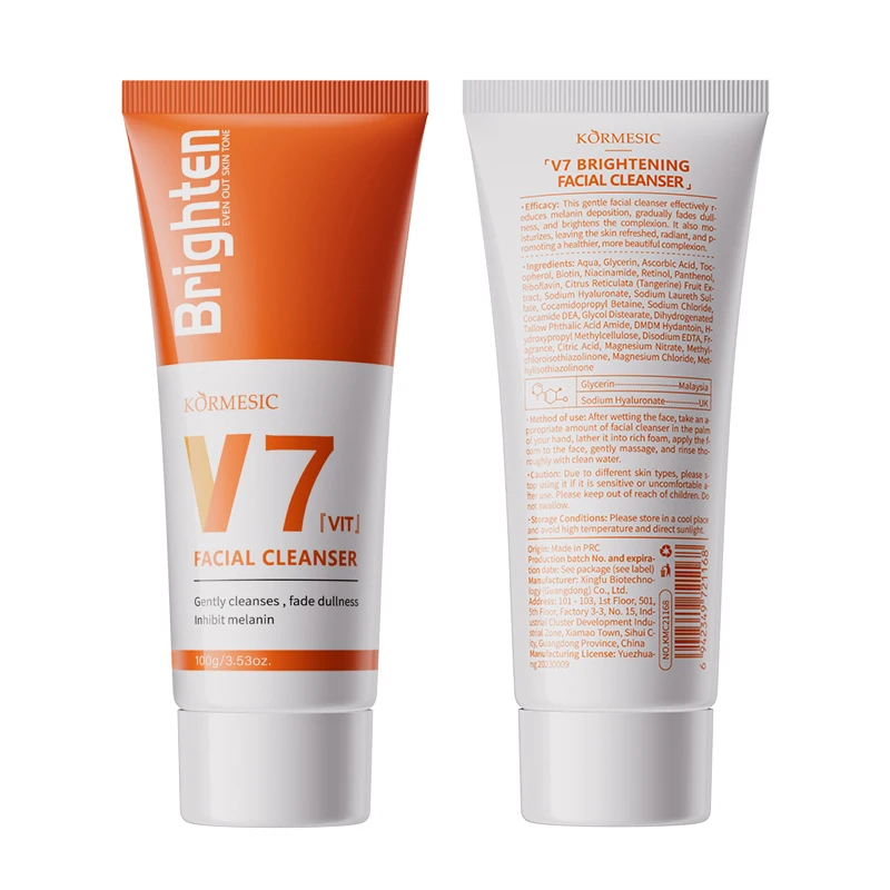 OEM Private Label Face Wash KORMESIC Facial Cleanser Brightening Whitening V7 Face Wash