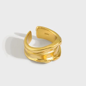 Multi Design 925 Sterling Silver Wholesale 18K Gold Plated Rings Minimalist Irregularly Silver Rings for Women
