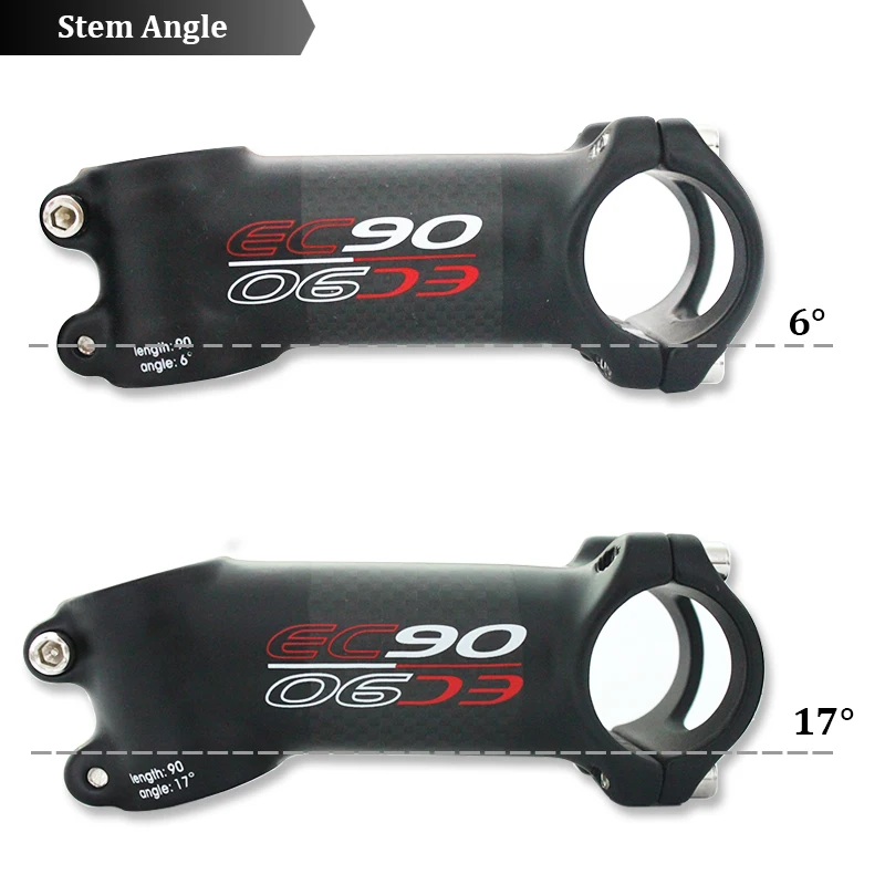 EC90 Carbon Flat/Riser Handlebar 25.4/31.8mm Stem 6/17° MTB Road Bike Bar set 
