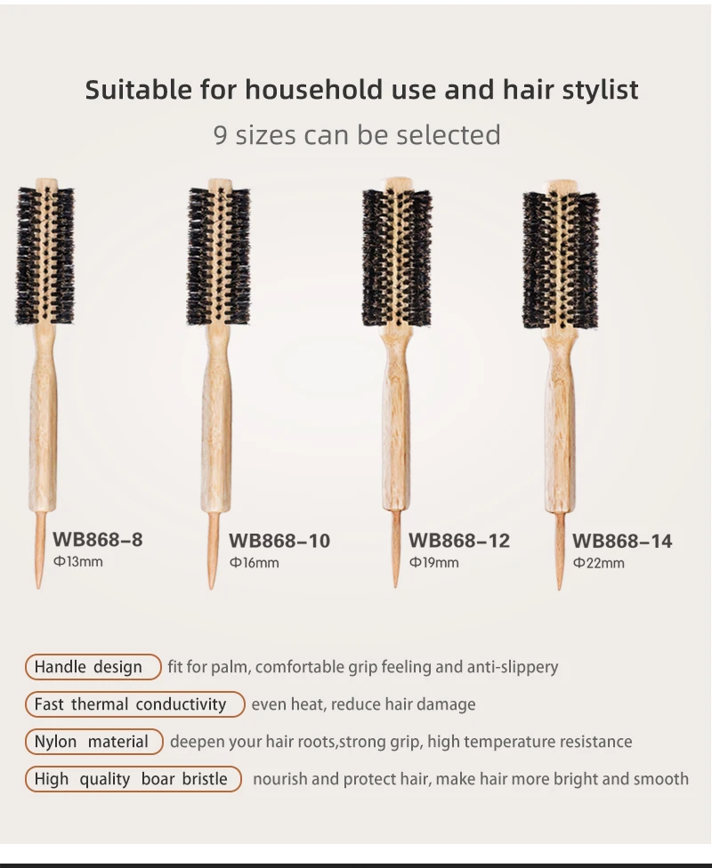 Best Round Wooden Boar Bristles Hair Brush With Private Label Buy