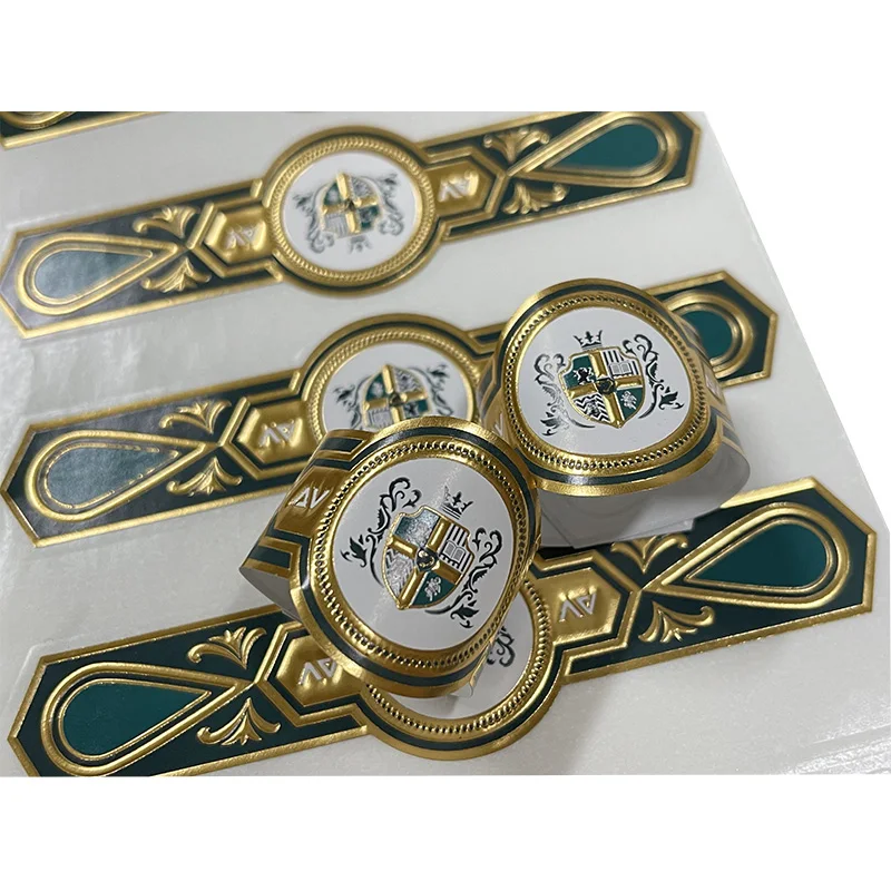 Custom Cigar Ring Printing Customize Gold Foil Embossed Cigar Bands Sticker Cigar Labels for Packaging Labels