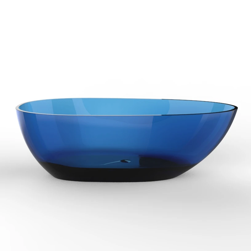 Modern Design Freestanding Bathtub Solid Surface Clear Resin Stone Colorful Transparent Soaking Tub for Bathroom New Release