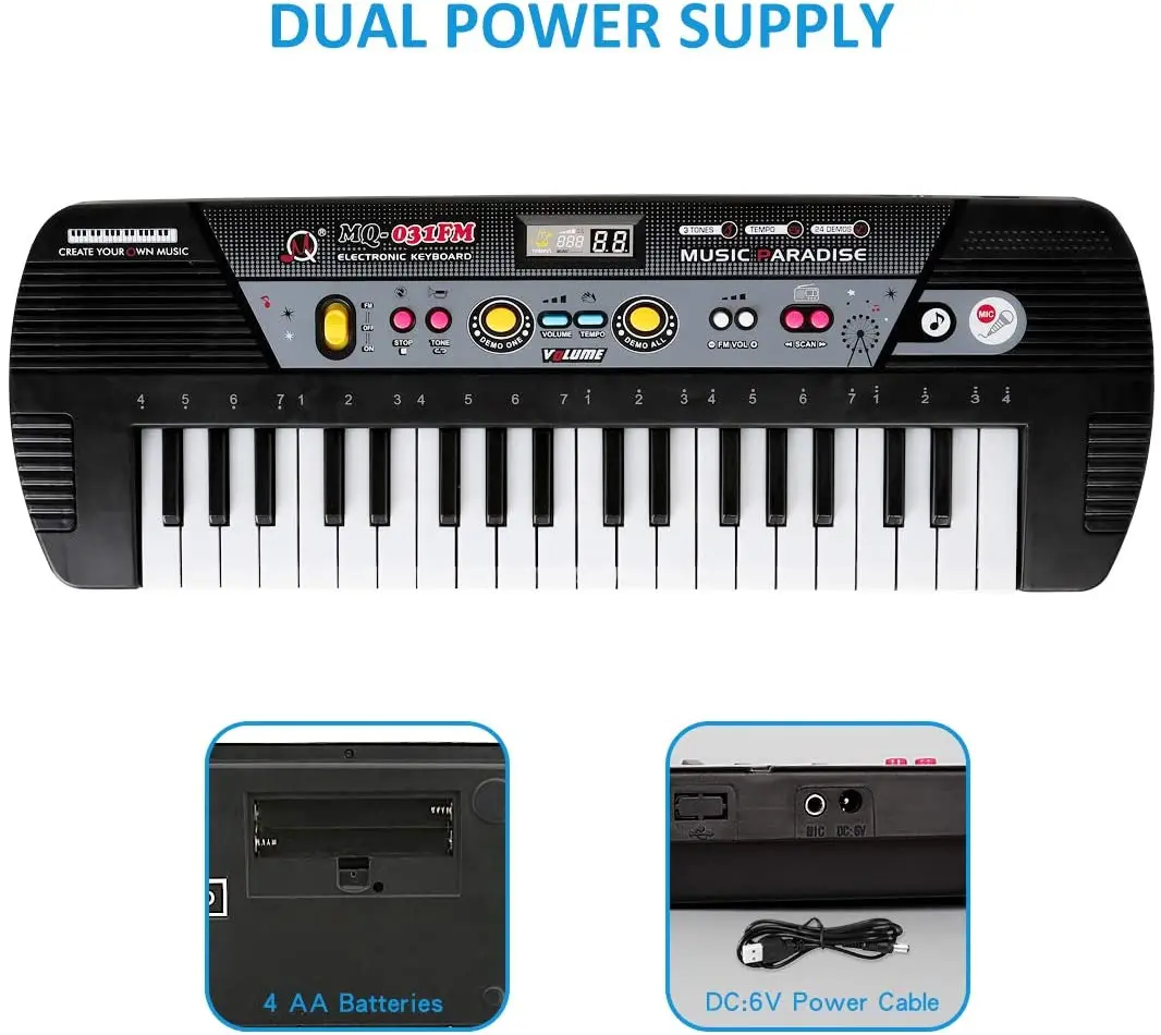 37 пианино клавиатура многофункциональный FM радио режим смарт развивающие игрушки с микрофоном музыкальный инструмент для детей