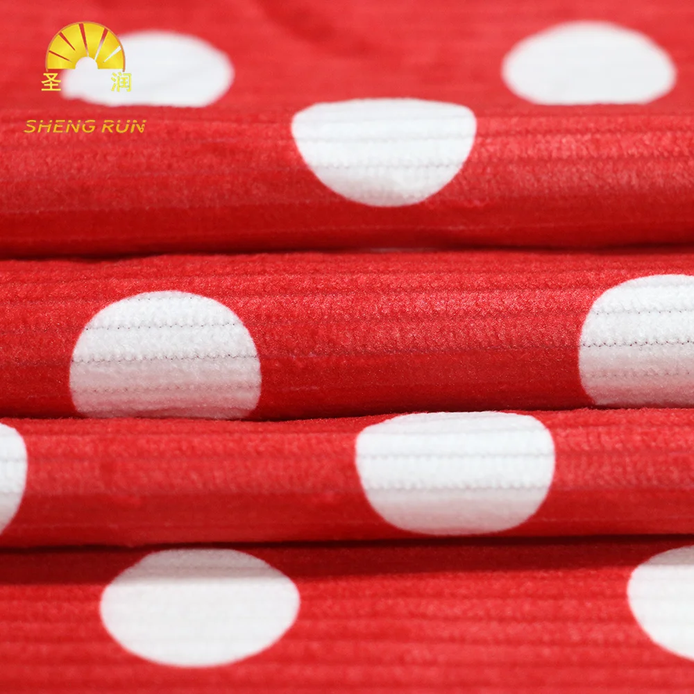 Нет минимального заказа, модная Полиэстеровая красная полоса, цифровая печать, вязаная Вельветовая ткань