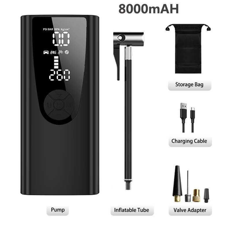 Multifunction Car Jump Starter with air Compressor Pump 16V 8000mAh Wireless Charger Car Jump Starter Battery Power Bank
