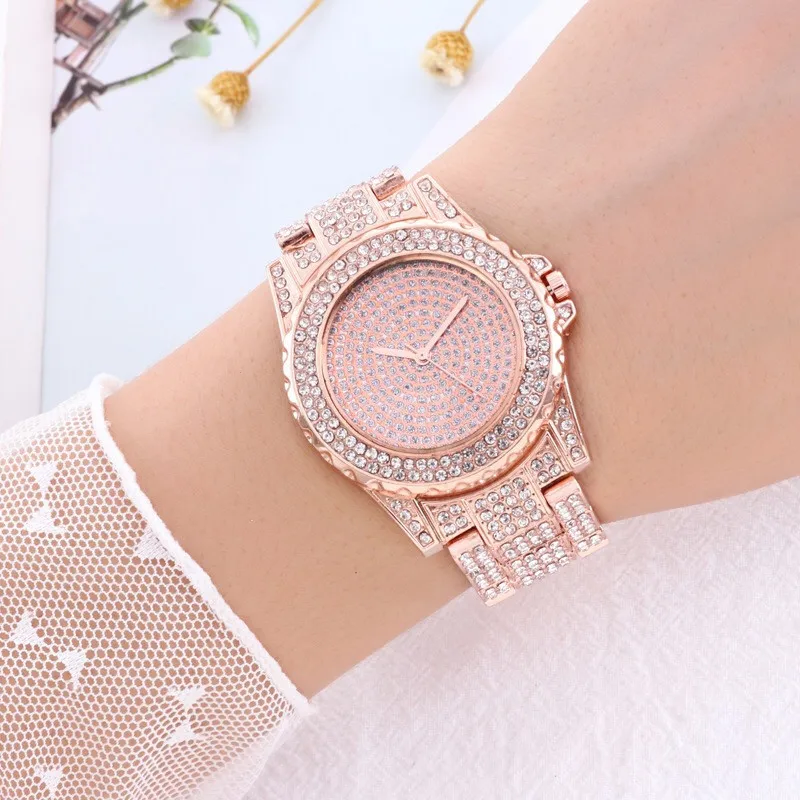 Montres chronographes pour hommes entièrement serties de diamants, montres  de luxe en or Roles, montres pour hommes avec bracelet, montre Hip Hop