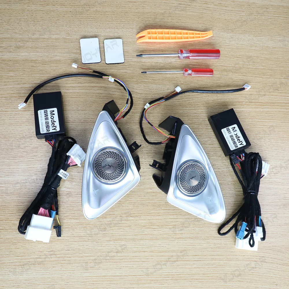 Car Speaker 3D Rotating Tweeter with Atmosphere Lights Audio Sound System RGB Lamp Modification Accessories for Tesla