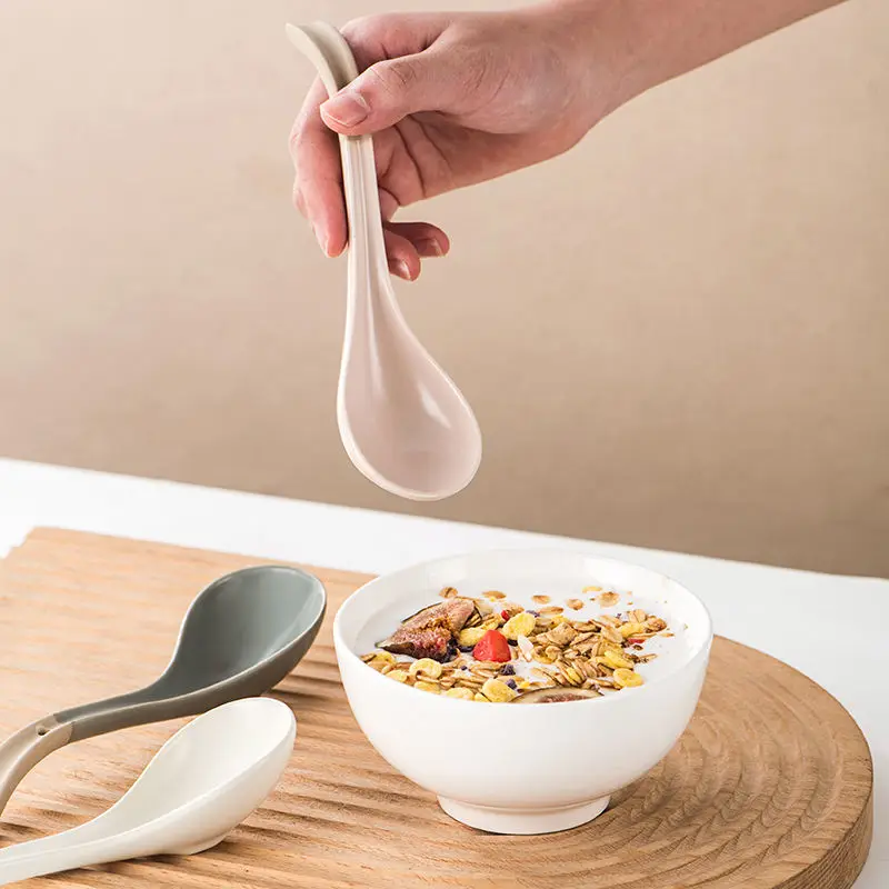 Nordic Style Ceramic Soup and Coffee Spoon Modern Chinese Tableware in Various Colors for Rice Spoon
