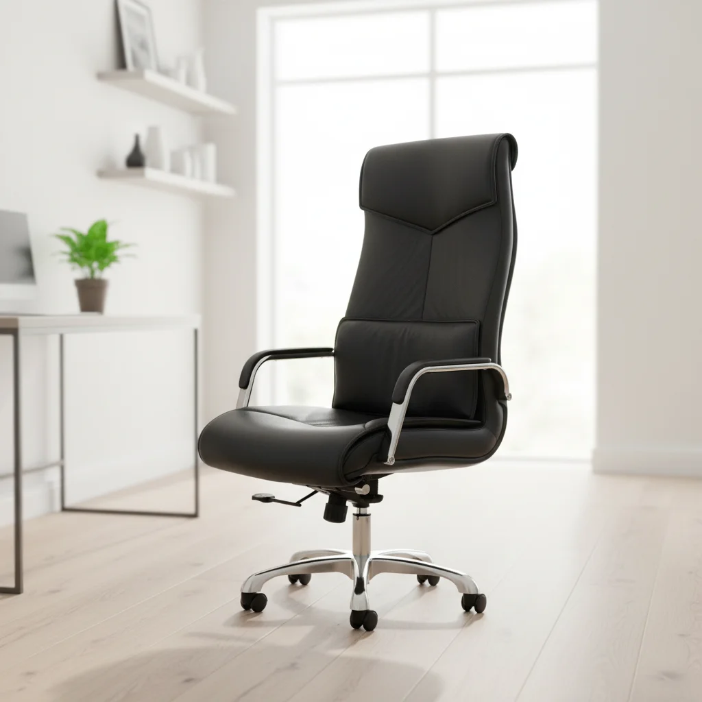 Modern Ergonomic High Density Foam PU Leather Executive Office Chair with Adjustable Height and Aluminium Base 6