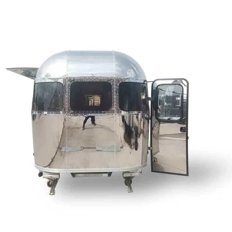 MAICHE Stainless Steel Mobile Food Truck Outdoor Street-Style Food Cart for Ice Cream Pizza Hot Dog Coffee