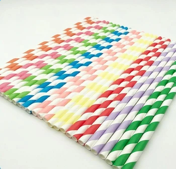 Hot Selling Wholesale Biodegradable Disposable Environmentally Friendly Striped Paper Straws