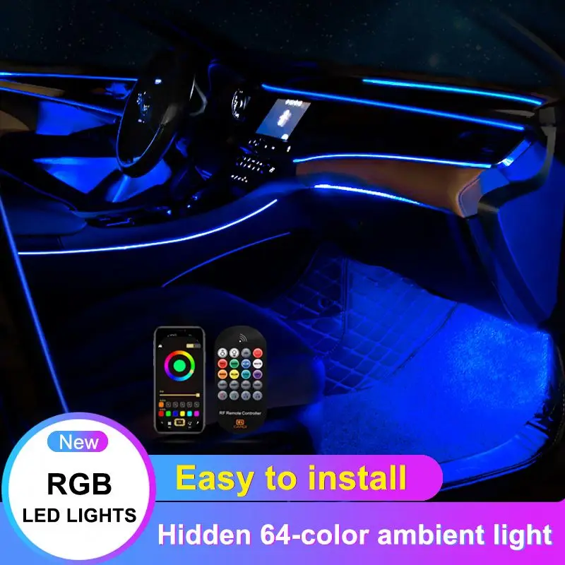 No Threading 64 Colors Hidden LED Auto Ambient Lighting Car Atmosphere Car Lights