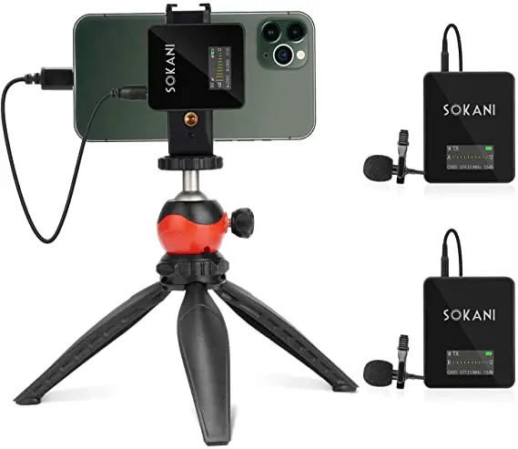 Source SOKANI Tiny UHF Wireless Lavalier Microphone System Lapel