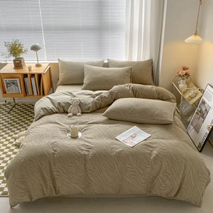 Wholesale 4pcs Breathable 100% Cotton 60S Bedding Set Comfortable Geometric Jacquard Pattern for Home