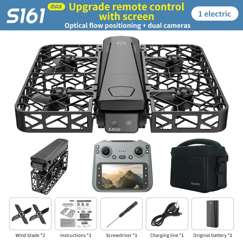 S161 Max Brushless LED Fold Hover Air FPV 720P HD Camera Drone