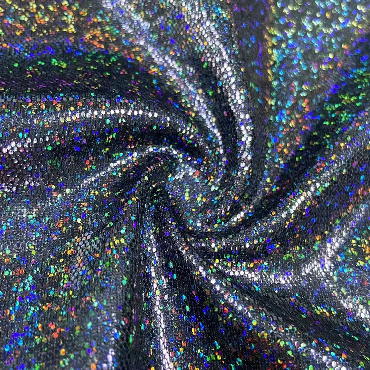 Цветная Радуга горячая печать фольги полиэстер лайкра трикотаж Блестящий Джерси одежда для плавания ткань