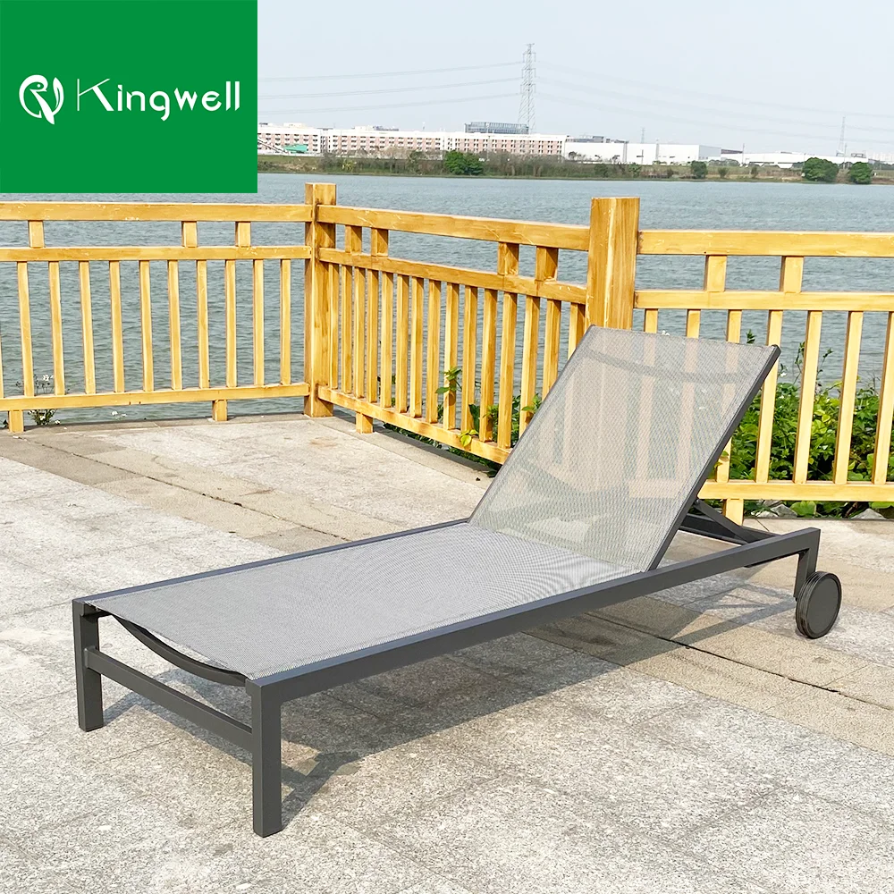 Outdoor Patio Furniture Mesh Sun Lounger Aluminium Garden Sunbeds With